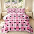 thumbnail image 1 of Manfei Modern Checkered Twin Quilt Set,Minimalist Polka Dot Twin Coverlet Set,Pink White,2pcs,1 Bedspread and 1 Pillowcase, 1 of 7