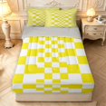 thumbnail image 1 of Manfei Modern Checkered Zipper Full Size Comforter Sets with Fitted Sheet and 2 Pillowcases,Art Grid Zipper Bedding Set,Yellow,Light Gray Reversible,4pcs, 1 of 8