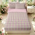 thumbnail image 1 of Manfei Modern Checkered Zipper Full Size Comforter Sets with Fitted Sheet and 2 Pillowcases,Geometric Check Zipper Bedding Set,Purple Yellow,Pink Reversible,4pcs, 1 of 8