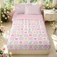 thumbnail image 1 of Manfei Modern Checkered Zipper Twin Comforter Sets with Fitted Sheet and 2 Pillowcases,Romantic Flowers Zipper Bedding Set,Pink White,Pink Reversible,4pcs, 1 of 8