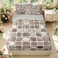 thumbnail image 1 of Manfei Modern Checkered Zipper Twin Comforter Sets with Fitted Sheet and 2 Pillowcases,Art Grid Zipper Bedding Set,Brown,Light Gray Reversible,4pcs, 1 of 8
