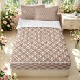 thumbnail image 1 of Manfei Modern Checkered Zipper Twin Comforter Sets with Fitted Sheet and 2 Pillowcases,Geometric Check Zipper Bedding Set,Brown White,Reversible,4pcs, 1 of 8