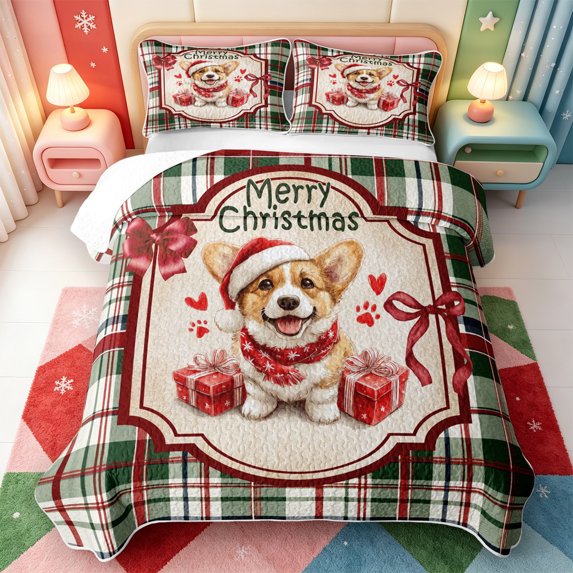 Manfei Modern Christmas Snowman Bed Spread Queen,Western Xmas Festive Queen Coverlet Set,3-Piece,1 Quilt and 2 Pillowcases