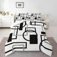 thumbnail image 1 of Manfei Modern Circle Abstract Full Size Comforter Sets, Geometric Stripe Bedding Comforter Set, Chic Minimalst Reversible Bedding Sets, Breathable Home Decor, 3pcs, 1 of 8