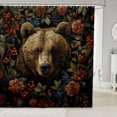 thumbnail image 1 of Manfei Modern Farmhouse Bear Shower Curtain 72Wx78L, Western Flower Bath Curtain, Dark Brown, 1 of 5