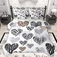thumbnail image 1 of Manfei Modern Fashion Art Twin Bedding Sets 7-Piece, Grey Stripes Love Heart Bedding Comforter Set, Teens Kids Boys Girls Reversible Sheet Sets, Breathable Home Decor, 1 of 8