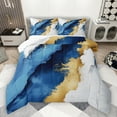 thumbnail image 1 of Manfei Modern Fulid Art Queen Comforter Set,Maeble Pattern Bedding Sets,Glod White Blue Bedding Comforter Set For Kids,Ultra Soft Home Decor Reversible,3-Piece, 1 of 8