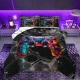 thumbnail image 1 of Manfei Modern Gamepad Queen Comforter Set,Teens Video Game Bedding Sets,Gray Honeycomb Bedding Comforter Set For Boys Kids,Ultra Soft Home Decor Reversible,3 Pieces, 1 of 8