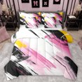 thumbnail image 1 of Manfei Modern Geometric 7-Piece Twin Bedding Sets,Abstract Graffiti Striped Bedding Comforter Set,Pink Black White Sheet Sets For Girl Kids,Breathable Home Decor Reversible, 1 of 8
