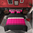 thumbnail image 1 of Manfei Modern Geometric Aesthetic 7-Piece Twin Bedding Sets,Stripes Lines Bedding Comforter Set,Pink Black Sheet Sets For Children,Microfiber Bedroom Decor Reversible, 1 of 8