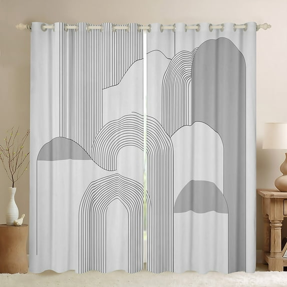 Manfei Modern Geometric Curtains Pack of 2 (42x84 Each),Stripe Lines Pattern Curtains Blackout,Gray Dot Bedroom Curtains For Girl Boys,Super Cozy Room Decor