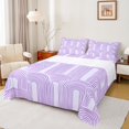 thumbnail image 1 of Manfei Modern Geometric Full Size Sheets,Stripe Lines Pattern Bed Sheets,Purple Striped Aesthetic Sheet Sets For Girl Boys,Super Cozy Room Decor,4 Pieces, 1 of 7