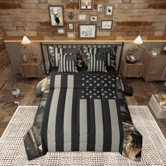 Manfei Modern Geometric Geometric 7-Piece Twin Bedding Sets,American Flags Bedding Comforter Set,Green Camouflage Sheet Sets For Teens,Luxury Bedroom Decor Reversible