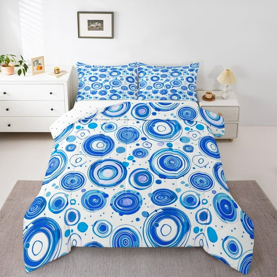 Manfei Modern Geometric Geometric Bedding Comforter Set,Watercolor Splatter Ink Twin Comforter Sets,Blue White Bedding Set For Teens,Luxury Bedroom Decor Reversible,2-Piece