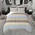 thumbnail image 1 of Manfei Modern Geometric Queen Comforter Set 3 Pieces, Minimalist Stripe Bedding Sets, Brown Blue Bedding Comforter Set, Microfiber Bedroom Decor, 1 of 8