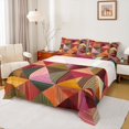 thumbnail image 1 of Manfei Modern Geometric Stripes Bed Sheets,Geometric Lines Aesthetic King Sheets,Brown Orange Pink Sheet Set For Kids,Ultra Soft Home Decor,4 Pieces, 1 of 7