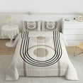 thumbnail image 1 of Manfei Modern Geometric Stripes King Size Comforter Sets,Geometric Lines Bedding Comforter Set,Beige Brown Black Bedding Set For Child,Luxury Bedroom Decor Reversible,3pcs, 1 of 8