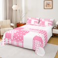 thumbnail image 1 of Manfei Modern Geometric Grid Twin Sheet Sets,Geometric Spot Aesthetic Twin Fitted Sheet,Pink White Checkered Flat Sheet For Teens Girl,Luxury Bedroom Decor,3 Pieces, 1 of 7