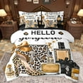 thumbnail image 1 of Manfei Modern Girl Bedding Comforter Set 7 Pieces, Leopard Print High Heel Full Bedding Set, Princess Unique Fashion Reversible Fitted Sheet Flat Sheet, Luxury Bedroom Decor, 1 of 7