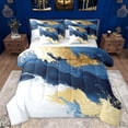 thumbnail image 1 of Manfei Modern Marble Pattern 7-Piece Twin Bedding Sets,Fulid Art Bedding Comforter Set,White Gold Blue Sheet Sets For Kids,Microfiber Bedroom Decor Reversible, 1 of 8