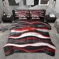 thumbnail image 1 of Manfei Modern Minimalist Artistic 7-Piece Twin Bedding Sets,Geometric Waves Lines Bedding Comforter Set,Red Black Sheet Sets For Girl Teens,Microfiber Bedroom Decor Reversible, 1 of 9