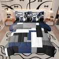 thumbnail image 1 of Manfei Modern Minimalist Bedding Comforter Set 7-Piece, Black Gray White Navy Blue King Bedding Sets, Geometric Buffalo Bed Sheets, Breathable Bedroom Decor, 1 of 8