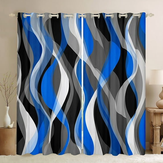Manfei Modern Minimalst Curtains Pack of 2 (42x84 Each) for Adult, Stripes Ombre Curtains Blackout, Abstract Geometric Bedroom Curtains, Curtains and Drapes Decor