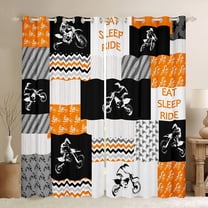 Manfei Modern Motorcycle Print Black Out Curtains for Kid, Est Sleep Sports Curtains Pack of 2 (42x63 Each), Dirt Bike Lover Bedroom Curtains, Curtains and Drapes Home Decor