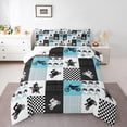 thumbnail image 1 of Manfei Modern Motorcycle Print Full Size Comforter Sets, Checkered Flag Bedding Comforter Set, Dirt Bike Lover Reversible Bedding Sets, Lightweight Room Decor, 3-Piece, 1 of 8