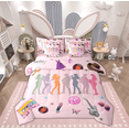thumbnail image 1 of Manfei Modern Musician Print Twin Bedding Sets 7-Piece for Kids, Pink Disco Ball Bedding Comforter Set, Hip Hop Music Reversible Sheet Sets, Ultra Soft Home Decor, 1 of 8