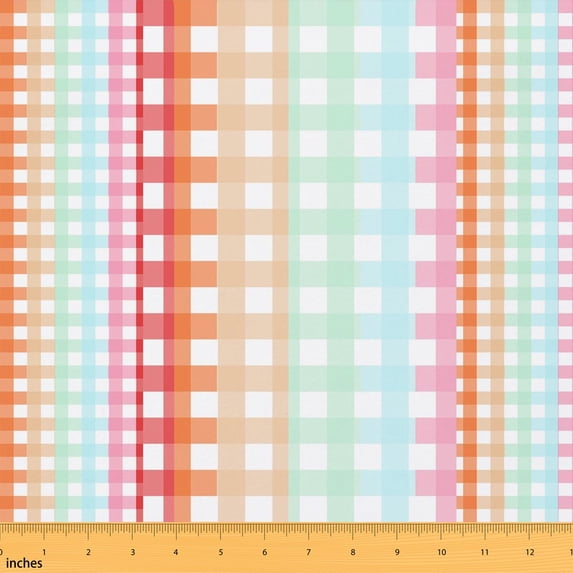 Manfei Modern Patchwork Fabric by the Yard 1 Yard, Contemporary Checkered Home Decor Fabric by the Yard, Pastel Multicolor