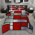 thumbnail image 1 of Manfei Modern Patchwork Geometric Bedding Comforter Set,Minimalist Buffalo Checkered Twin Comforter Sets,Red Gray Bedding Set For Teens,Luxury Bedroom Decor Reversible,2-Piece, 1 of 9
