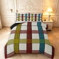 thumbnail image 1 of Manfei Modern Plaid Full Size Comforter Sets,Contemporary Checkered Bedding Comforter Set,Beige Red Blue,Black Reversible,3 Pieces,1 Comforter and 2 Pillowcases,3 Pieces,1 Comforter and 2 Pillowcases, 1 of 7