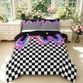 thumbnail image 1 of Manfei Modern Plaid King Size Comforter Sets,Lovely Stars Comforters King Size,Black Pink Blue,Black Reversible,3 Pieces,1 Comforter and 2 Pillowcases,3 Pieces,1 Comforter and 2 Pillowcases, 1 of 7