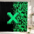 thumbnail image 1 of Manfei Modern Plaid Shower Curtain 72Wx72L,Digital Pixel Bathroom Curtain,Black Teal, 1 of 5
