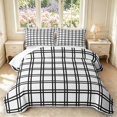 thumbnail image 1 of Manfei Modern Plaid Twin Quilt Set,Contemporary Checkered Twin Coverlet Set,White Black,2pcs,1 Bedspread and 1 Pillowcase, 1 of 7
