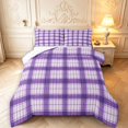 thumbnail image 1 of Manfei Modern Purple White Checkered Queen Comforter Set,Geometric Check Comforter Sets Queen,Reversible,3pcs,1 Comforter and 2 Pillowcases,3pcs,1 Comforter and 2 Pillowcases, 1 of 7