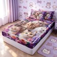 thumbnail image 1 of Manfei Modern Rose Pet Zipper Full Size Comforter Sets with Fitted Sheet and 2 Pillowcases, Kawaii Cat Print Zipper Bedding Set, Purple, Polkadot Reversible, 4pcs, 1 of 7