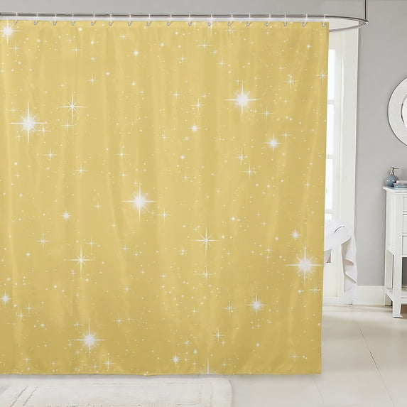 Manfei Modern Stars Shower Curtain 72Wx78L,Sprinkle Print Bath Curtain,White Yellow
