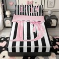 thumbnail image 1 of Manfei Monogram Print D Zipper Queen Comforter Set with Fitted Sheet and 2 Pillowcases,Cute Coquette Bow Zipper Bedding Set,Pink Reversible,4-Piece, 1 of 7