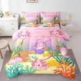 thumbnail image 1 of Manfei Monogram S Print 7-Piece King Bedding,Cheerful Axolotl King Bed in a Bag,Pink,Pink Reversible, 1 of 7