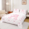 thumbnail image 1 of Manfei Monogrammed A Bed Sheets Twin,Ribbon Bowknot Bedding Twin Size,Pink White Sheet Set Twin,Microfiber Room Decorative,3 Pieces, 1 of 7