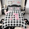 thumbnail image 1 of Manfei Monogrammed A Design Full Size Comforter Sets,Geometric Grid Print Bedding Comforter Set,Pink Reversible,3-Piece,1 Comforter and 2 Pillowcases, 1 of 7