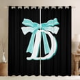 thumbnail image 1 of Manfei Monogrammed Bowknot D Black Out Curtains, Cyan Cute Dreamy Bowknot Curtains Pack of 2 (42x63 Each), Cartoon Initial Letter Bedroom Curtains, Curtains and Drapes Home Decor, 1 of 6