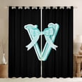 thumbnail image 1 of Manfei Monogrammed Bowknot V Black Out Curtains, Cyan Cute Dreamy Bowknot Curtains Pack of 2 (42x63 Each), Cartoon Initial Letter Bedroom Curtains, Curtains and Drapes Home Decor, 1 of 6