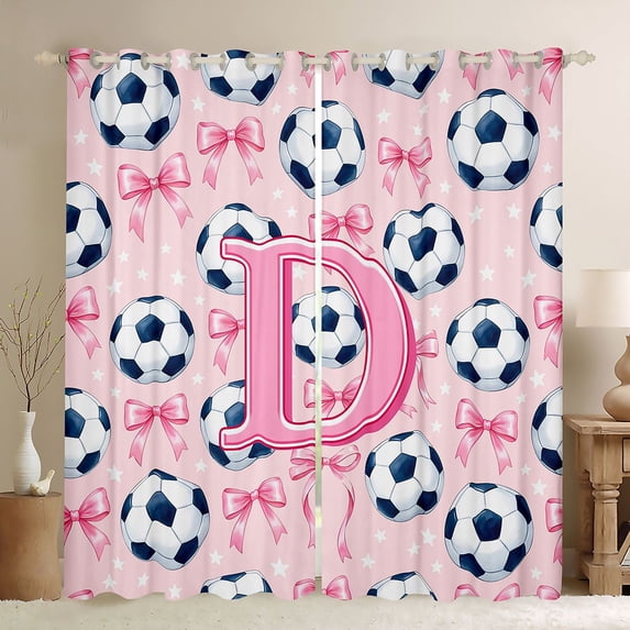 Manfei Monogrammed D Print Blackout Curtains Set of 2 (52x84 Each),Cute Bowknot Curtain