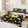 thumbnail image 1 of Manfei Monogrammed E Twin Sheet Sets,Zoo Animal Dinosaur Twin Fitted Sheet,Black Yellow Flat Sheet,Microfiber Room Decorative,3-Piece, 1 of 7