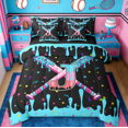 thumbnail image 1 of Manfei Monogrammed J Letter 7 Pieces Bedding Comforter Set,Baseball Ice Cream Full Bedding Set For Boys Girl Reversible, 1 of 6