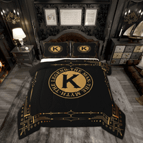 Manfei Monogrammed K Bedding Comforter Set for Kid, Hippie Western Aztec Twin Comforter Sets, Geometric Stripes Reversible Bedding Set, Luxury Bedroom Decor, 2 Pieces