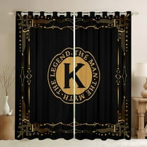 Manfei Monogrammed K Black Out Curtains for Kid, Hippie Western Aztec Curtains Pack of 2 (42x63 Each), Geometric Stripes Bedroom Curtains, Window Curtains Bedroom Decor
